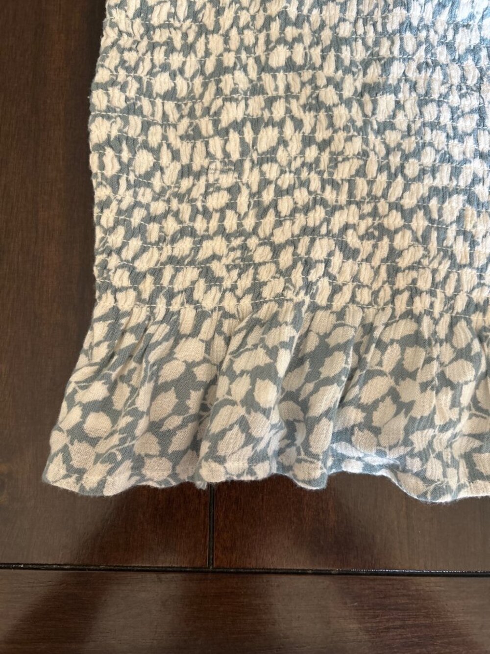 Abercrombie & Fitch XS Smocked Mini Dress White & Blue Adjustable Straps Ruffle - Picture 8 of 11